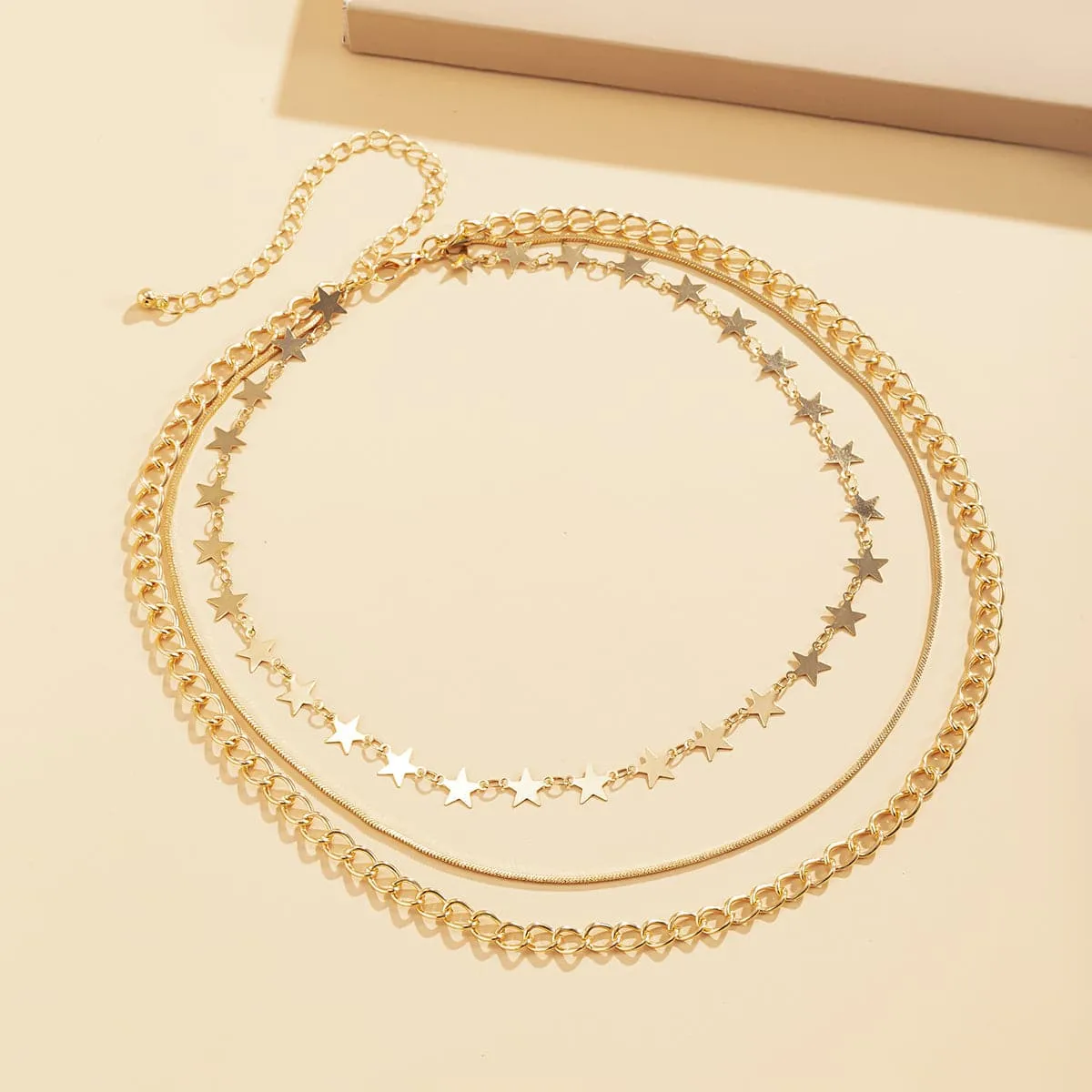18K Gold-Plated Link Star Layered Necklace