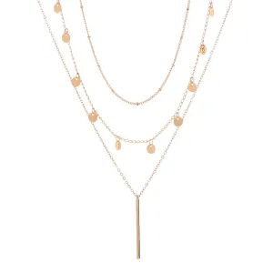 18K Gold-Plated Sequin & Bar Pendant Necklace Set