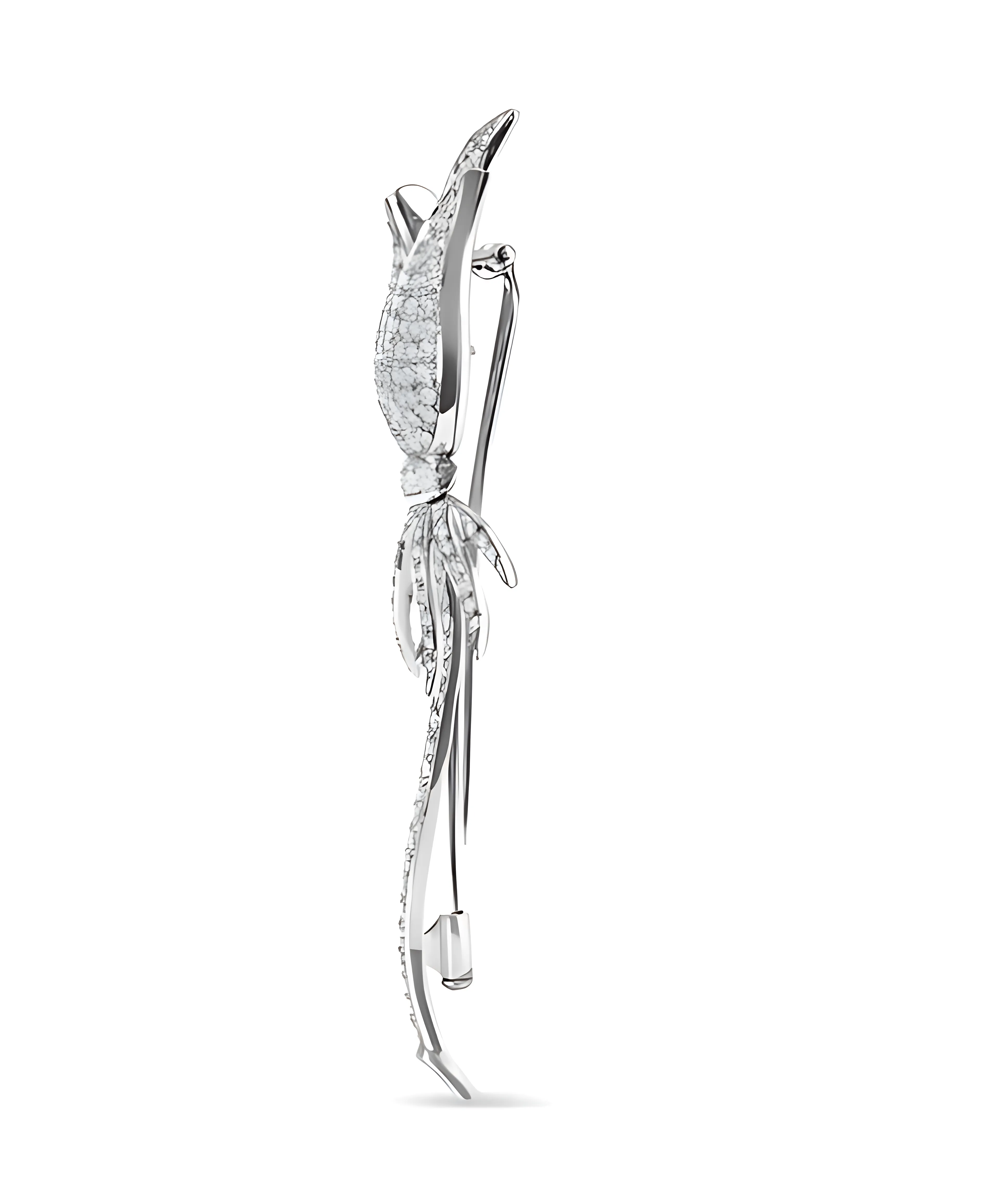 18K White Gold 1 3/5 Cttw Pave Set Diamond Tulip Brooch Pin (H-I Color, VS1-VS2 Clarity)