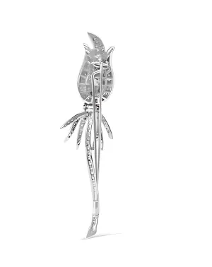 18K White Gold 1 3/5 Cttw Pave Set Diamond Tulip Brooch Pin (H-I Color, VS1-VS2 Clarity)