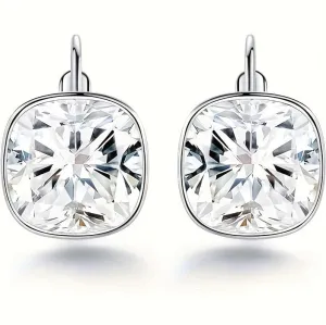 18K White Gold Crystal Plated Hypoallergenic Pendant Earrings For Women's Jewelry