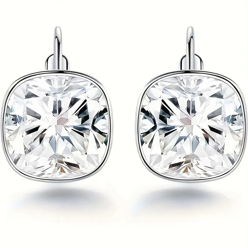 18K White Gold Crystal Plated Hypoallergenic Pendant Earrings For Women's Jewelry