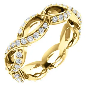 18K Yellow 1/2 CTW Diamond Sculptural-Inspired Eternity Band Size 5