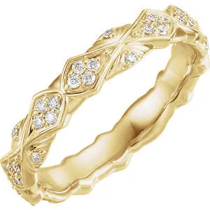 18K Yellow 1/3 CTW Diamond Sculptural-Inspired Eternity Band Size 7.5