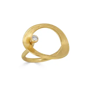 18K Yellow Gold and Suspended Diamond Ring