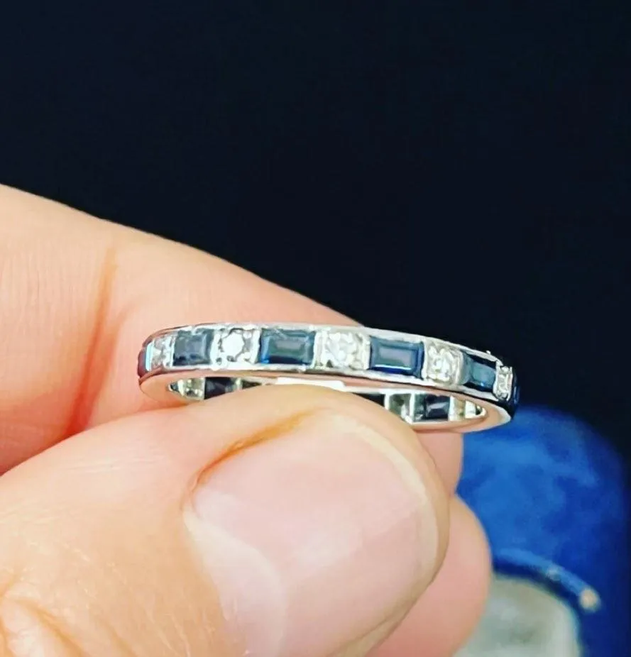 1940s Sapphire and Diamond Full Circle Eternity Ring