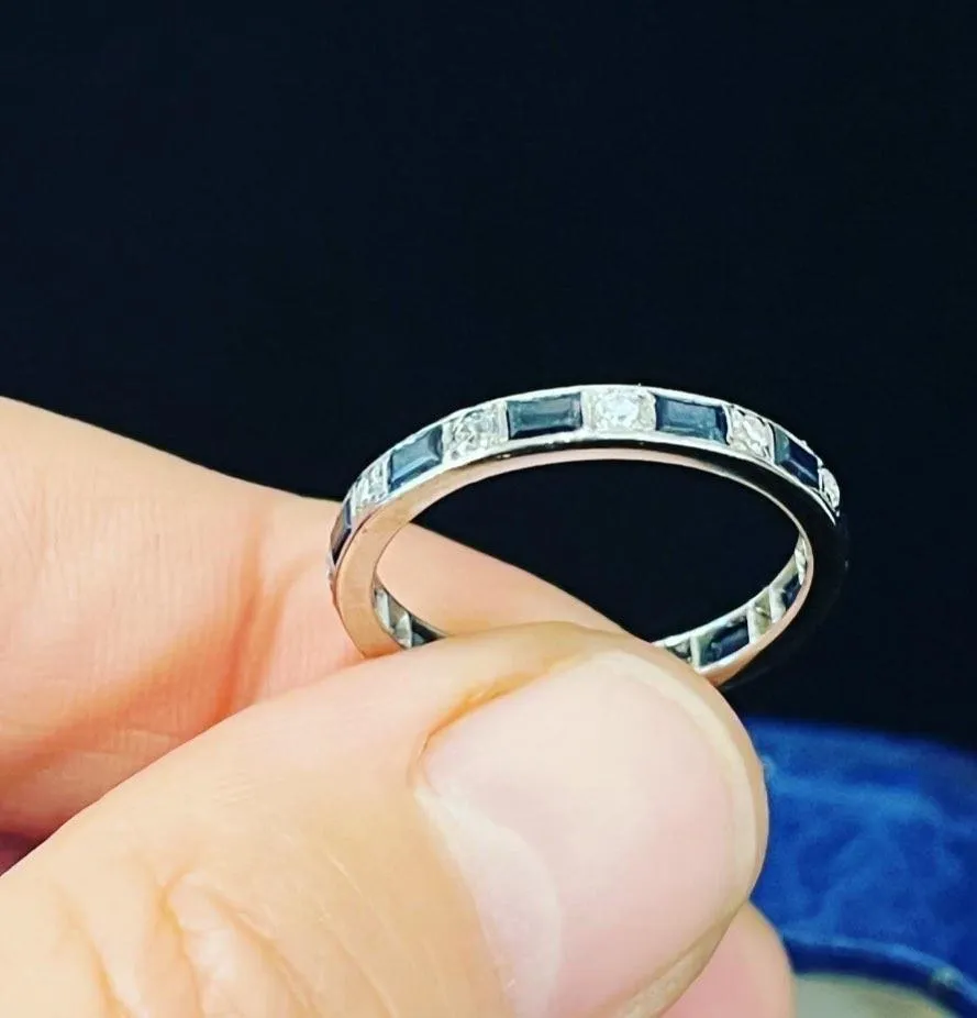 1940s Sapphire and Diamond Full Circle Eternity Ring