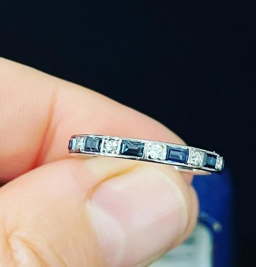 1940s Sapphire and Diamond Full Circle Eternity Ring