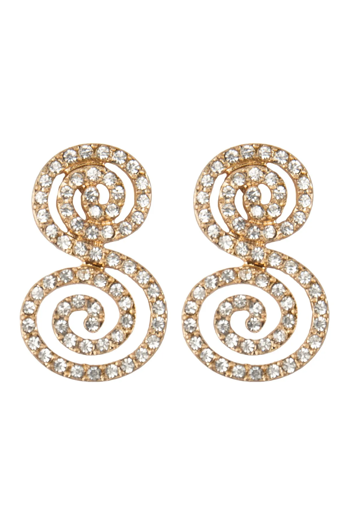 2 ROUND SWIRL RHINESTONE POST EARRINGS