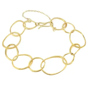 22K Gold "Petal Link" Bracelet with Safety Chain