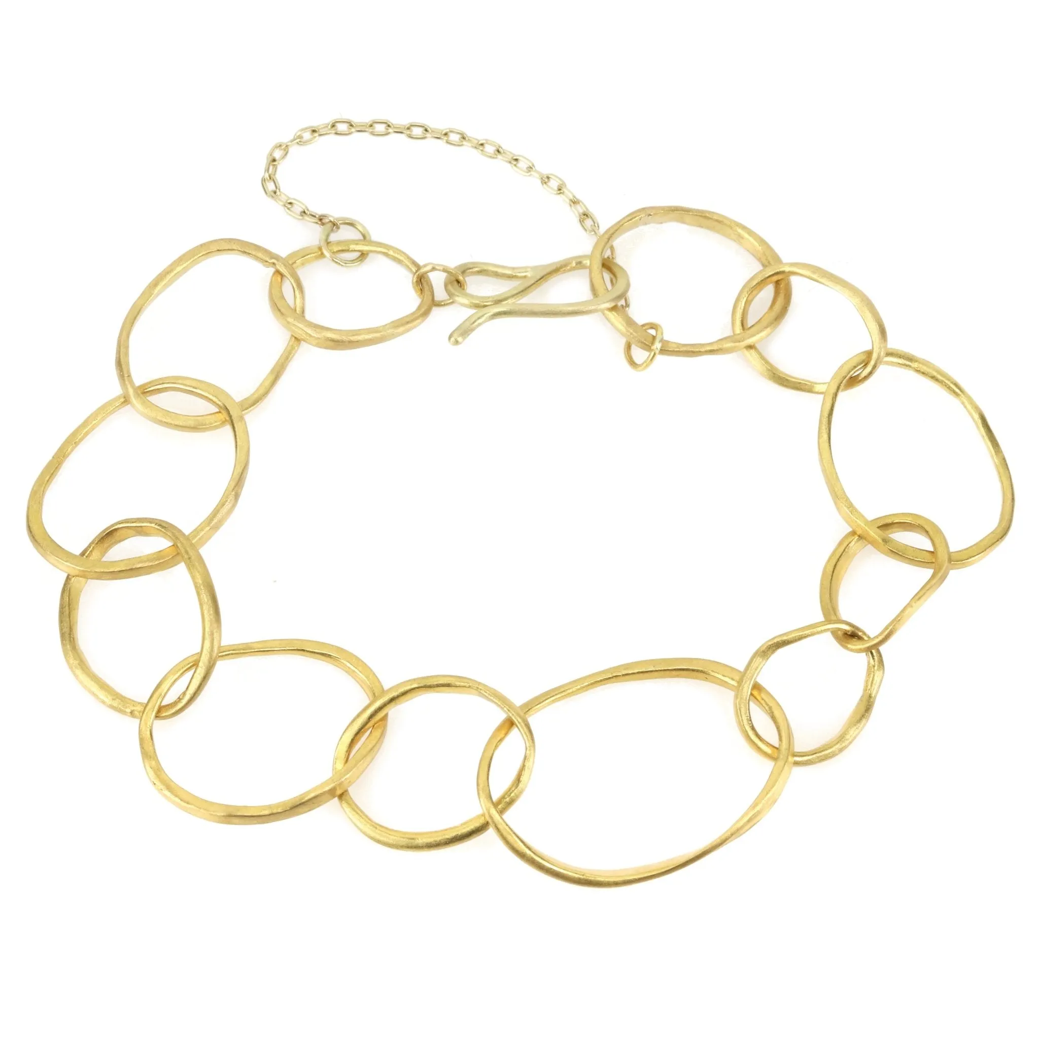 22K Gold "Petal Link" Bracelet with Safety Chain