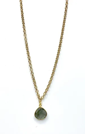 24K Gold Plated Labradorite Charm Necklace