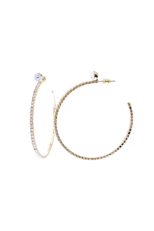 2" RHINESTONE ROUND TOP HOOP EARRINGS