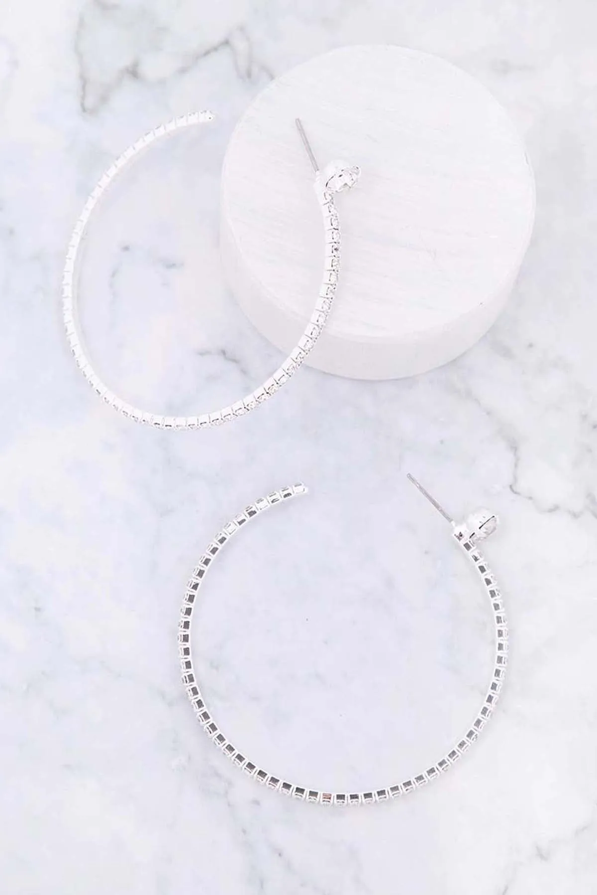 2" RHINESTONE ROUND TOP HOOP EARRINGS