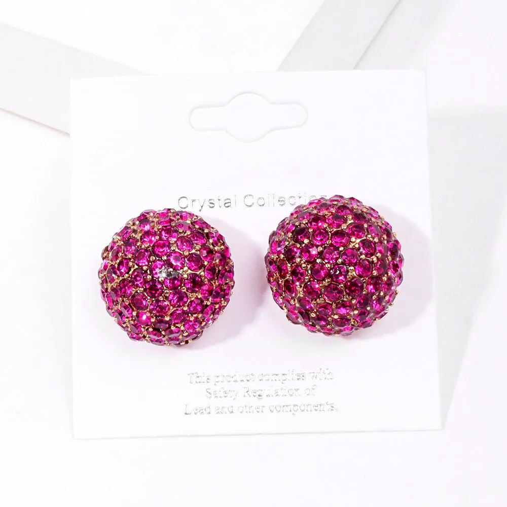 3 Colors Round Rhinestone Earrings