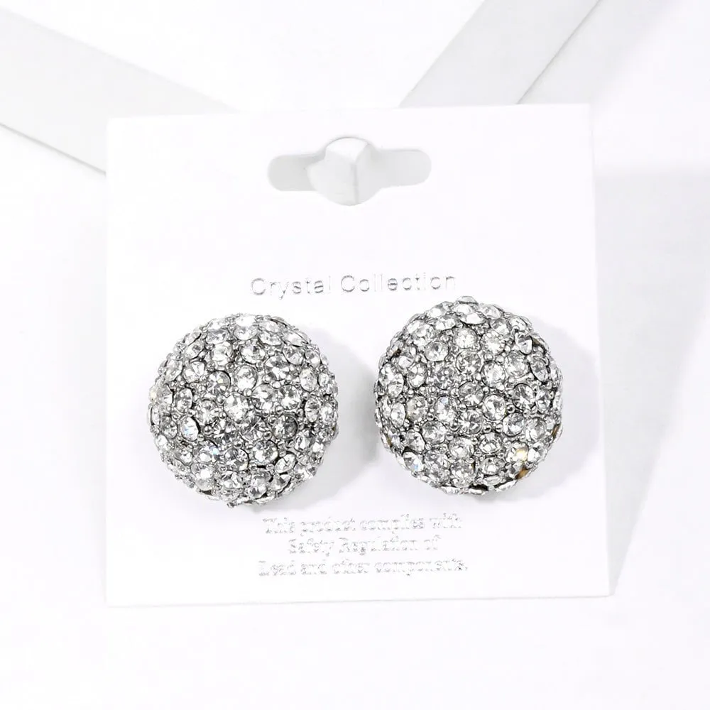 3 Colors Round Rhinestone Earrings