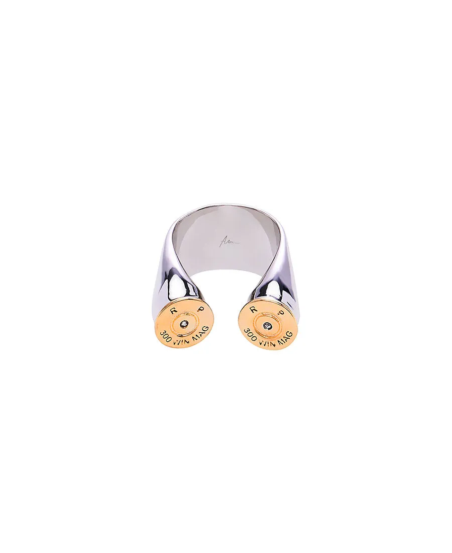 300 WIN DOUBLE BULLET RING - TWO TONE