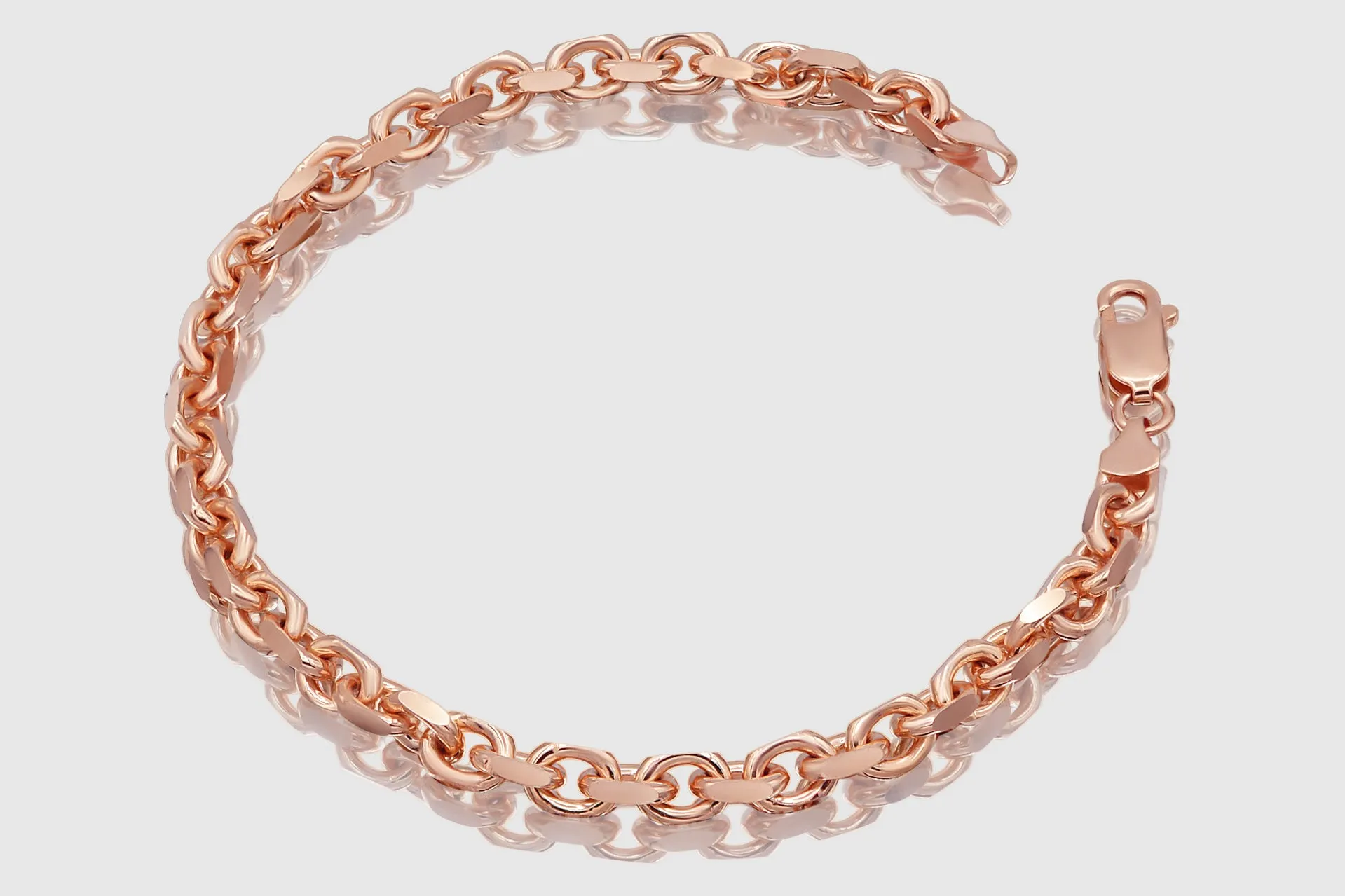 3mm - 4.5mm 10k Solid Heavy Cable Link Rose Gold Bracelet