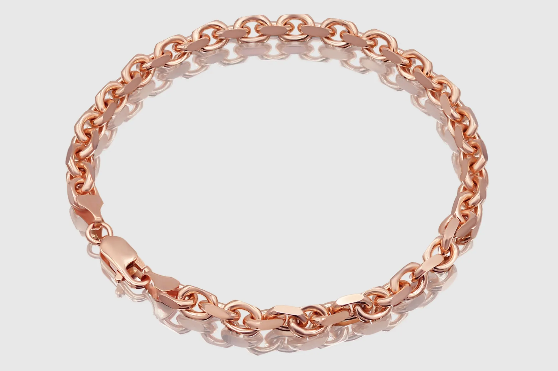 3mm - 4.5mm 10k Solid Heavy Cable Link Rose Gold Bracelet