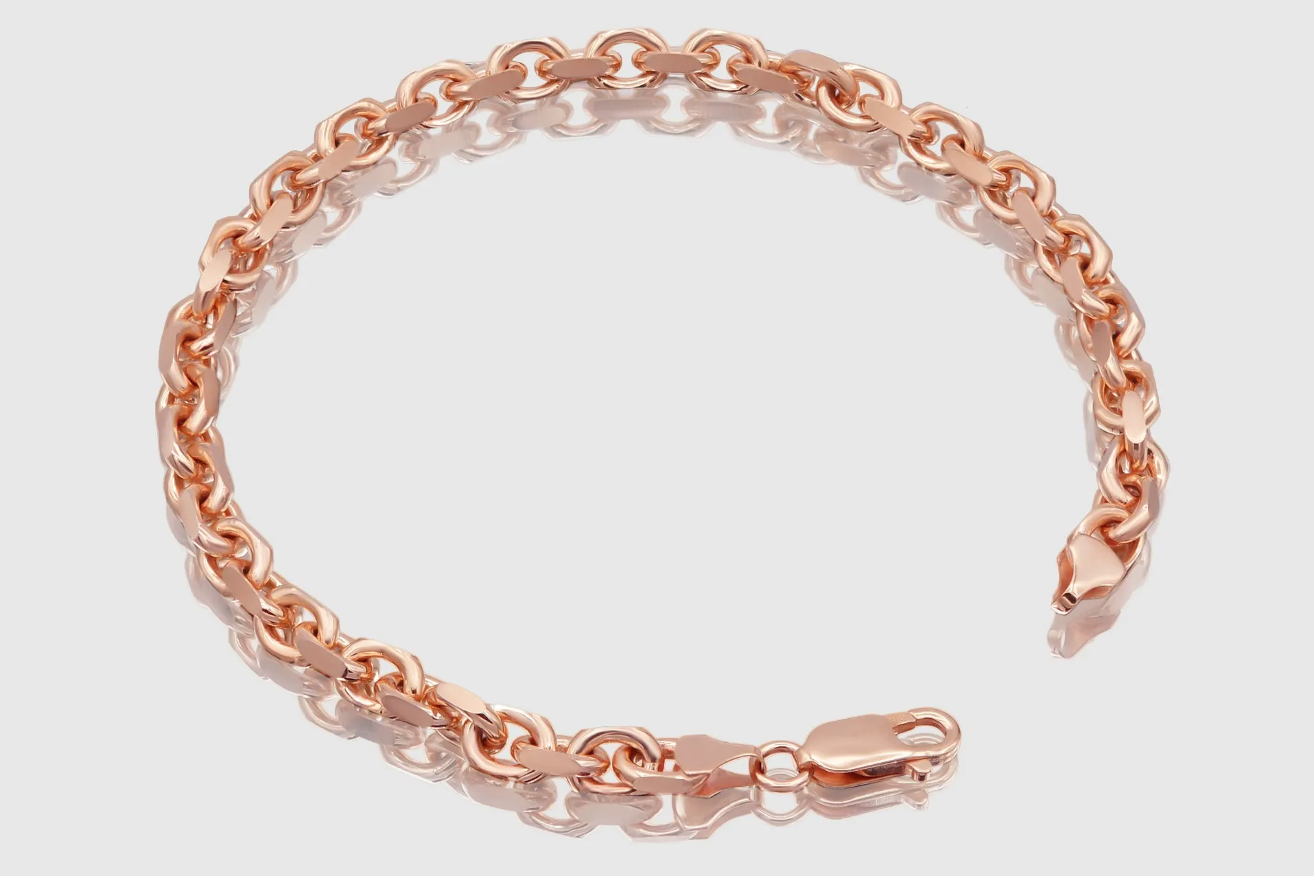 3mm - 4.5mm 10k Solid Heavy Cable Link Rose Gold Bracelet