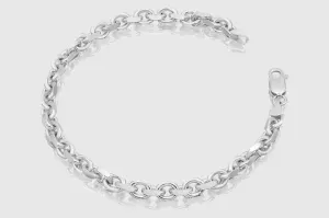 3mm - 4.5mm 14k Solid Heavy Cable Link White Gold Bracelet