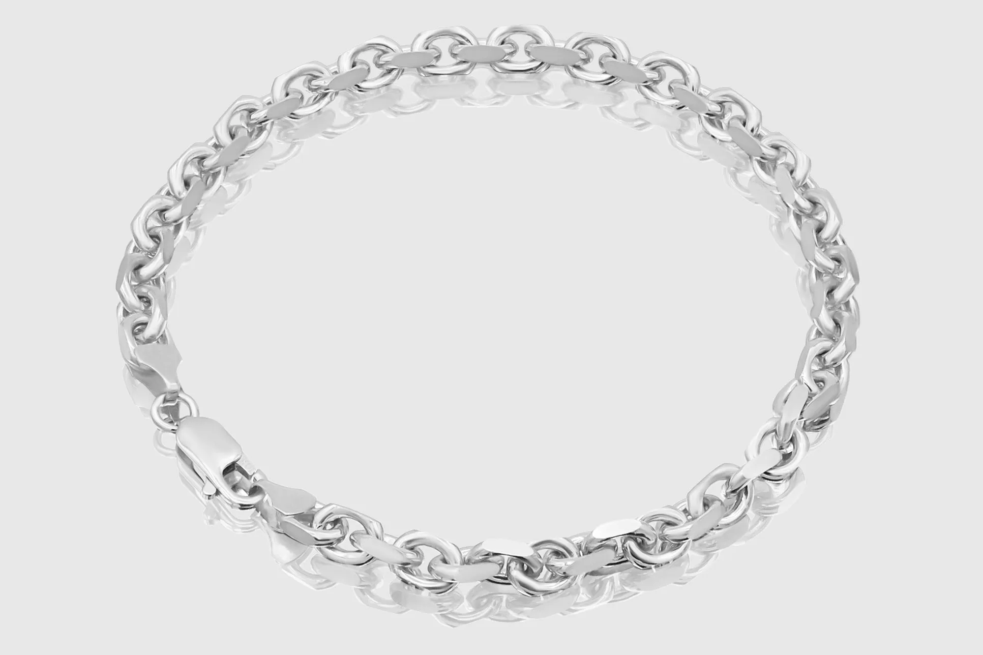 3mm - 4.5mm 14k Solid Heavy Cable Link White Gold Bracelet