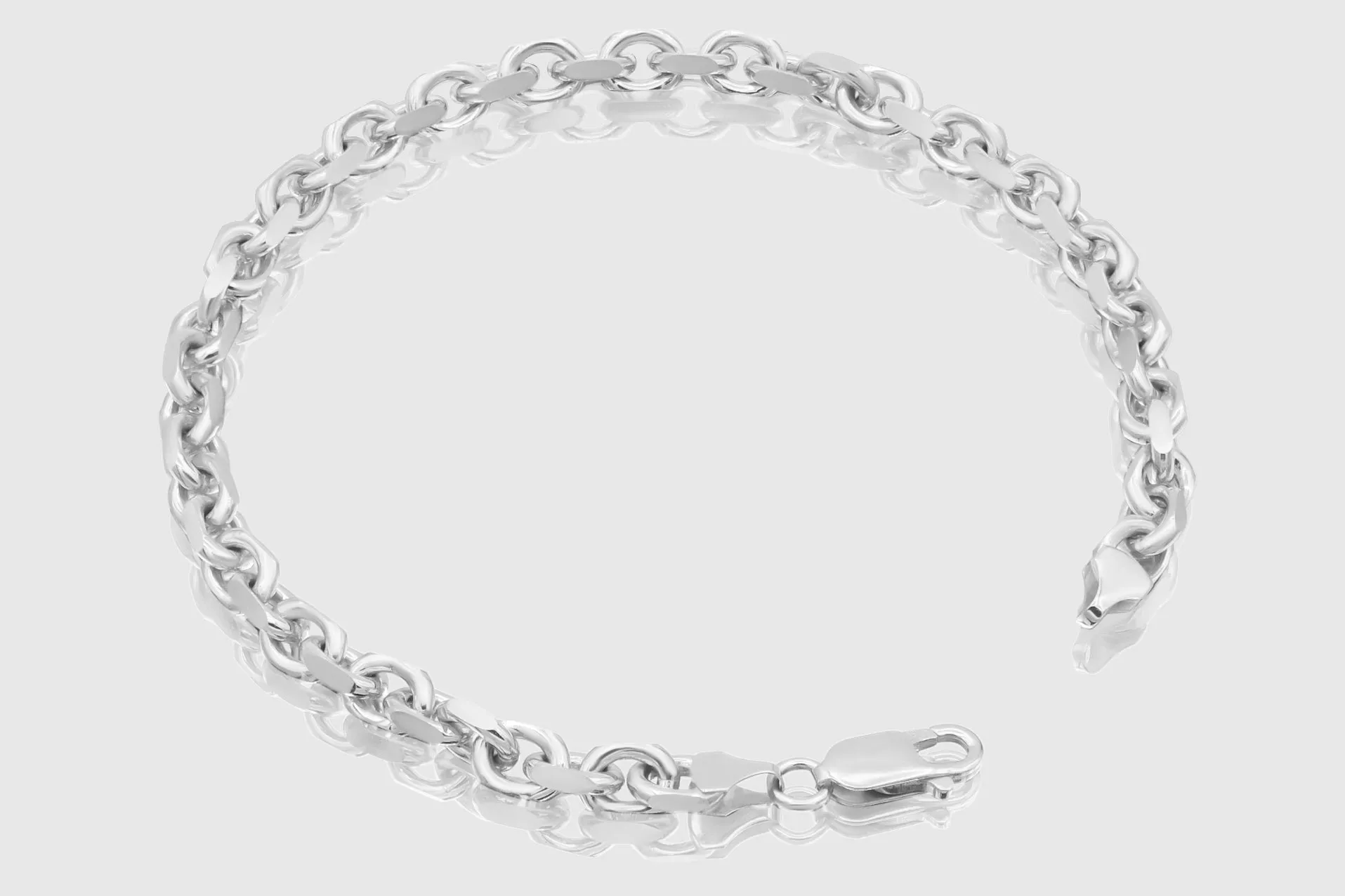 3mm - 4.5mm 14k Solid Heavy Cable Link White Gold Bracelet