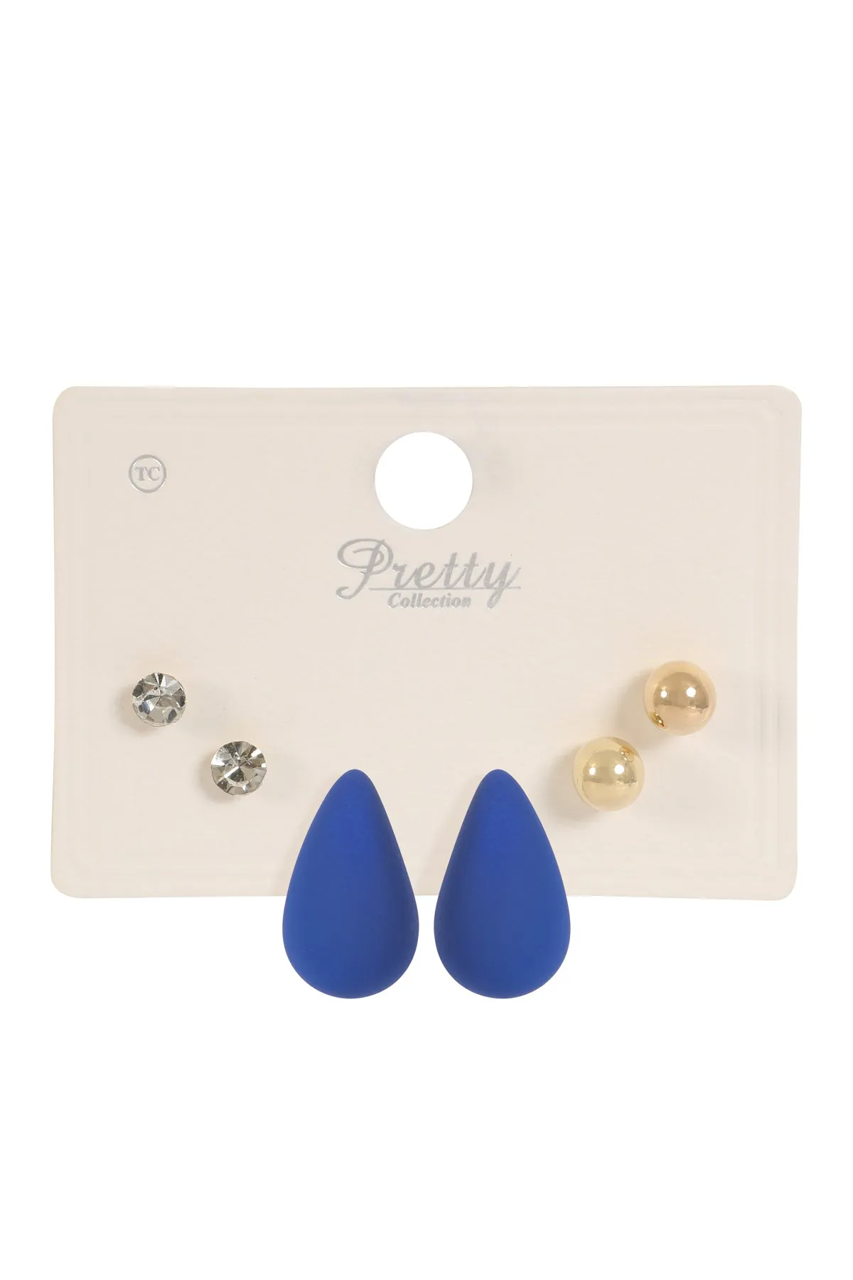 3PAIR RHINESTONE PEARL ACRYLIC ASSORTED COLOR EARRINGS