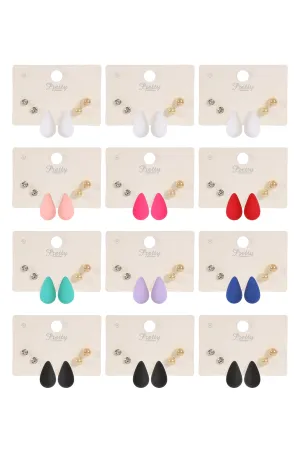 3PAIR RHINESTONE PEARL ACRYLIC ASSORTED COLOR EARRINGS
