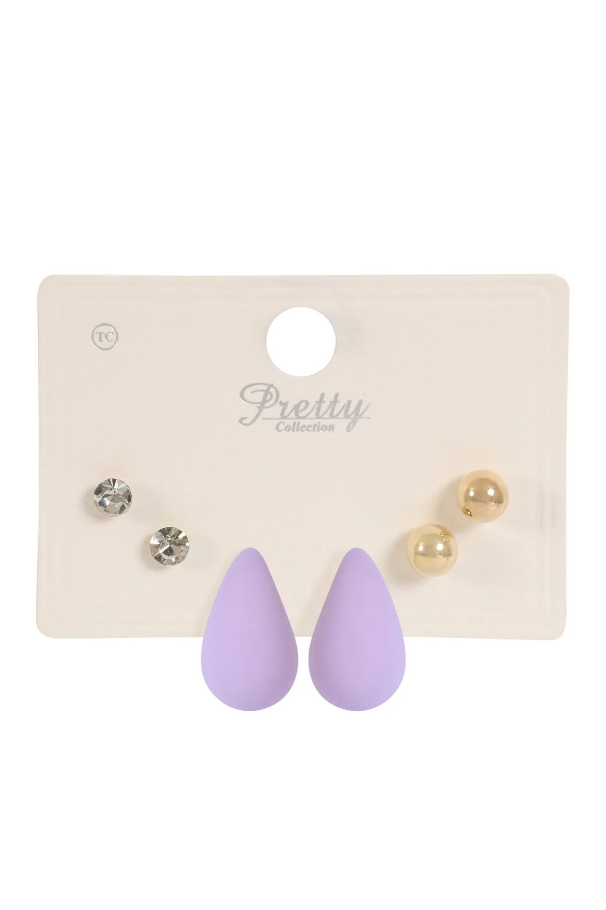 3PAIR RHINESTONE PEARL ACRYLIC ASSORTED COLOR EARRINGS