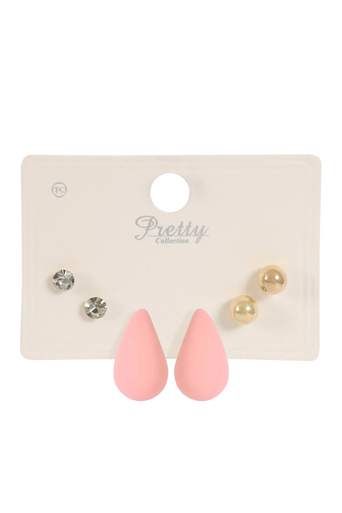 3PAIR RHINESTONE PEARL ACRYLIC ASSORTED COLOR EARRINGS