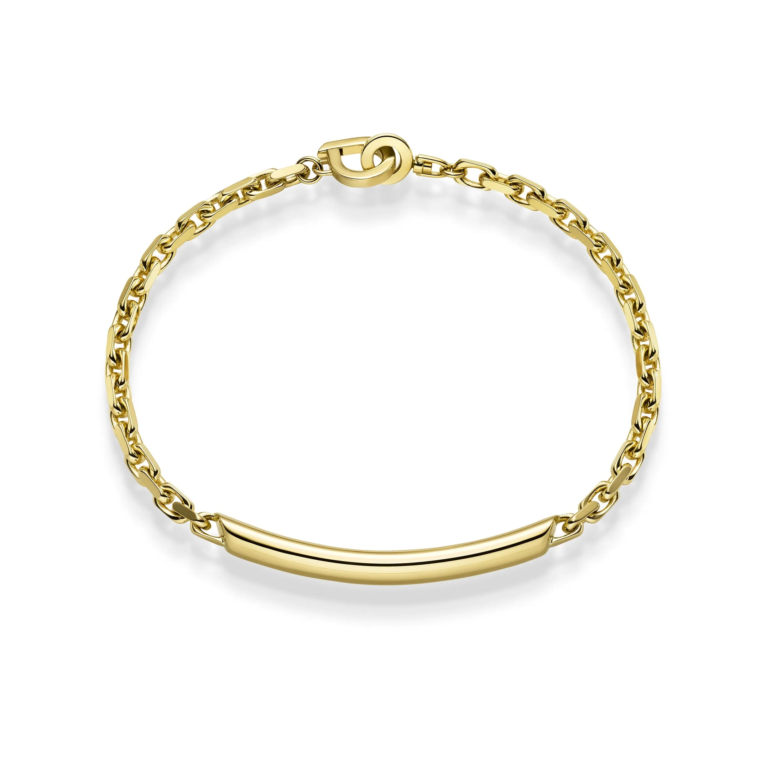 400053 18K YG Classic Round ID Bracelet, 19cm