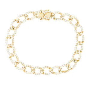 5.13ct 14k Yellow Gold Diamond Curb Link Bracelet