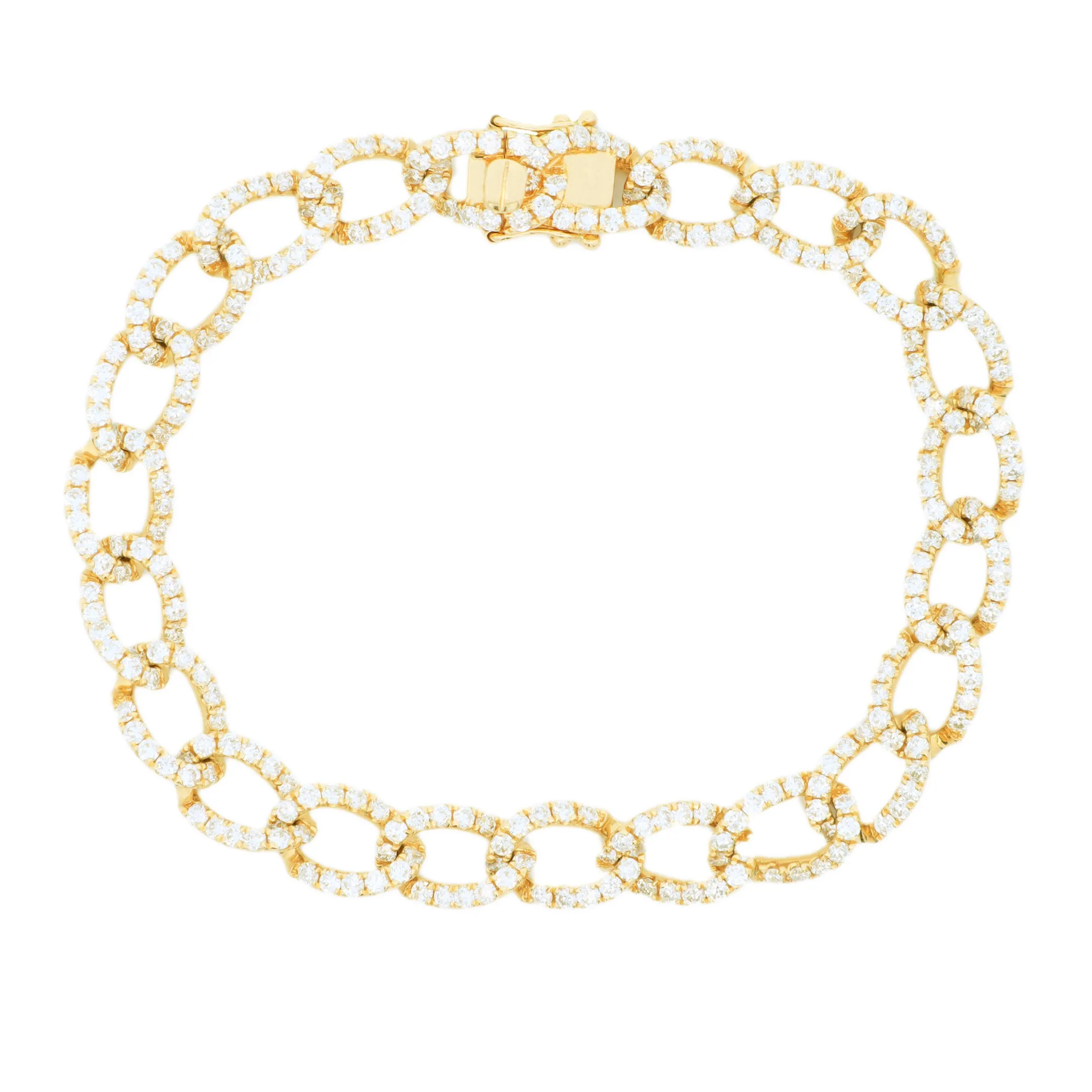5.13ct 14k Yellow Gold Diamond Curb Link Bracelet