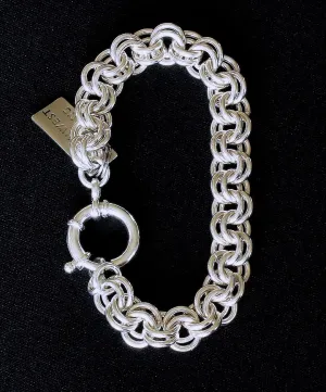 8.2mm Sterling Silver Two-By-Two Link Bracelet with 16mm Sterling Silver Spring Ring Clasp