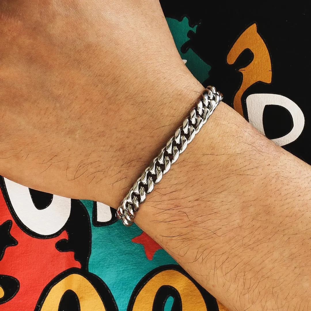 8mm Miami Cuban Link Bracelet in White Gold KRKC