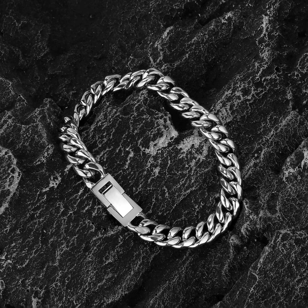 8mm Miami Cuban Link Bracelet in White Gold KRKC