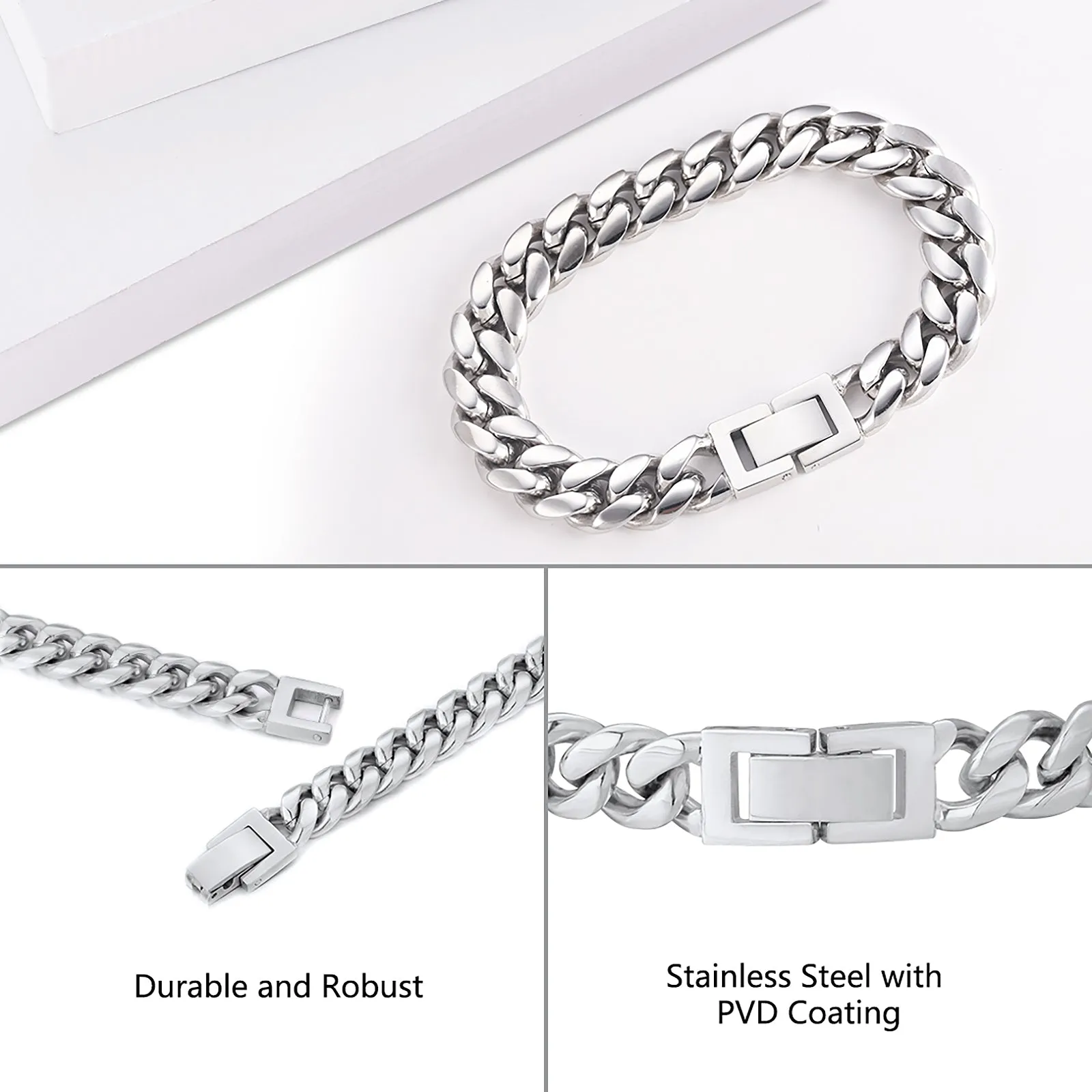 8mm Miami Cuban Link Bracelet in White Gold KRKC
