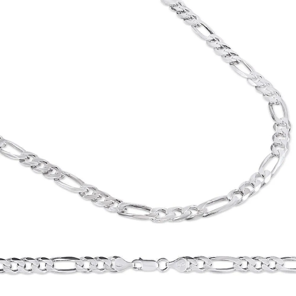 925 Delightful 6.5MM Sterling Silver Figaro Link Chain Necklace