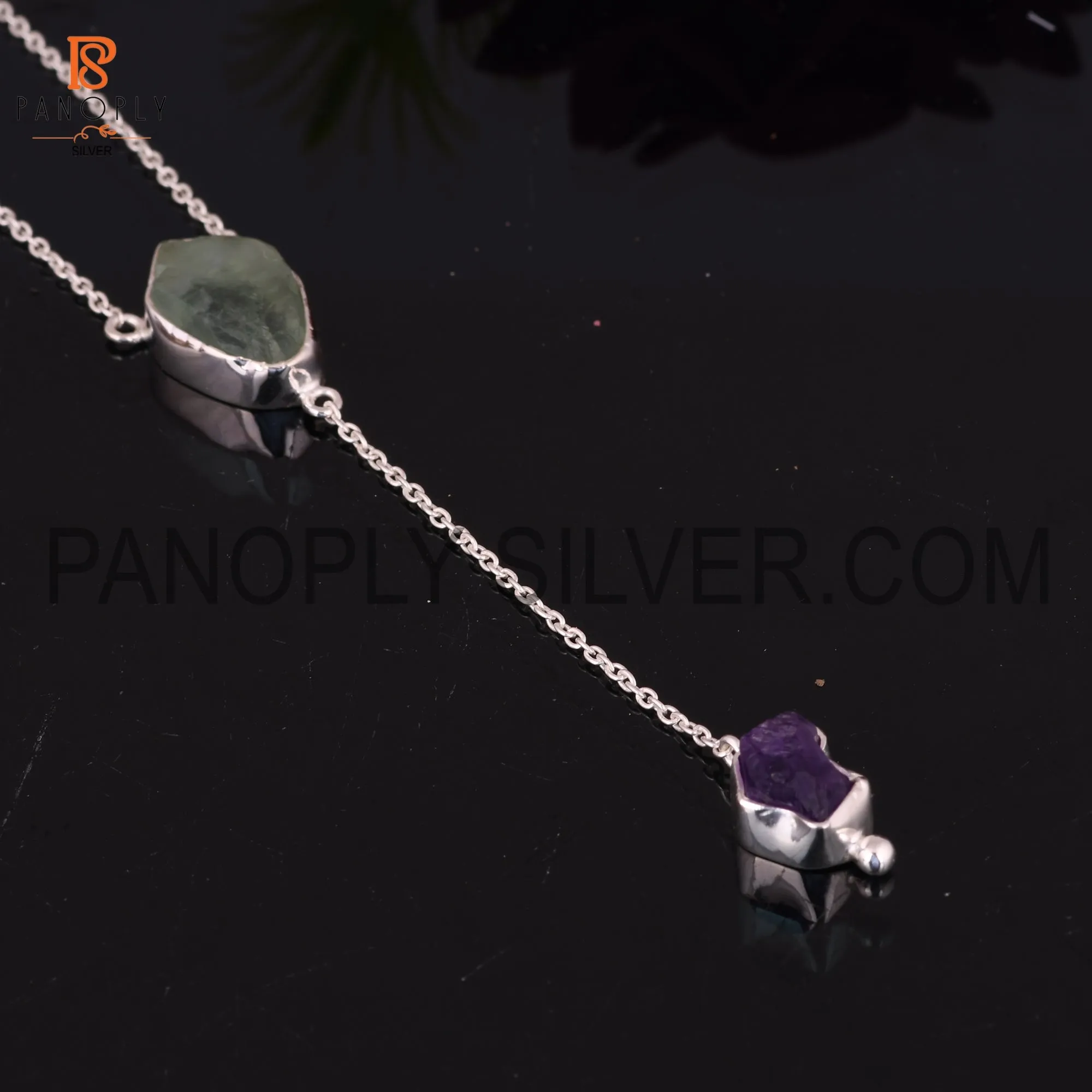 925 Silver Amethyst And Fluorite Set Necklaces