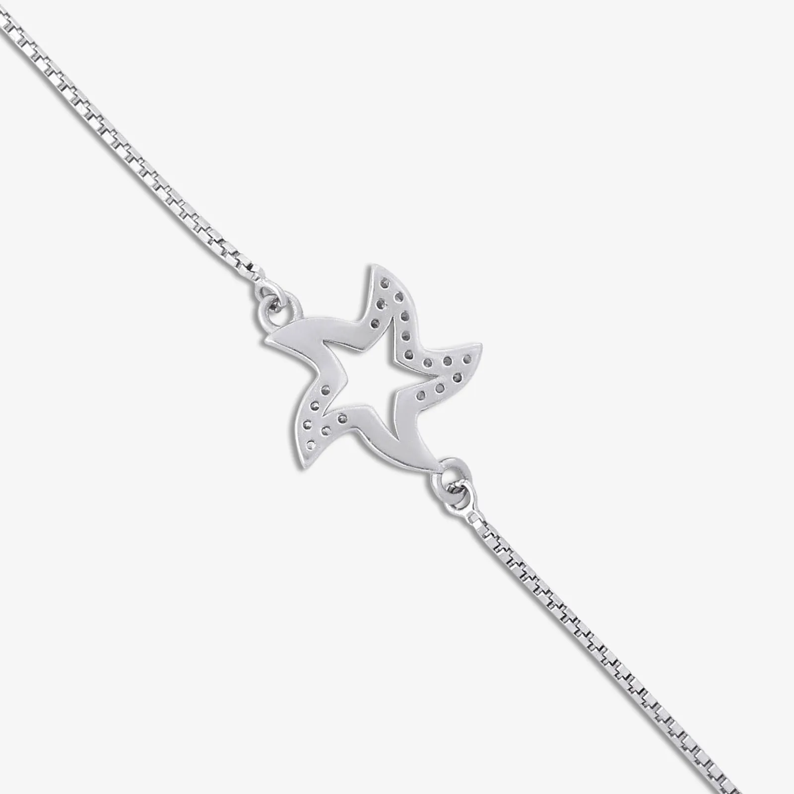 925 Sterling Silver Cz Star Design Bracelet