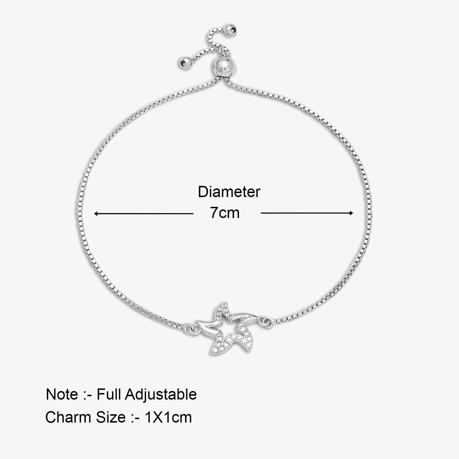 925 Sterling Silver Cz Star Design Bracelet