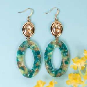 93257 - Oval Acrylic Earrings - Turquoise