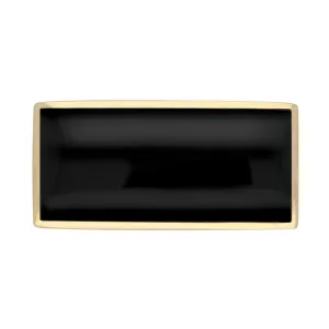 9ct Yellow Gold Whitby Jet Contemporary Oblong Brooch