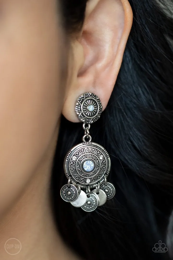 A DREAMCATCHER Come True Blue Paparazzi Clip-On Earrings