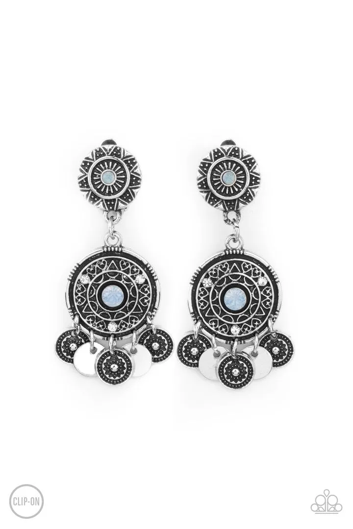 A DREAMCATCHER Come True Blue Paparazzi Clip-On Earrings
