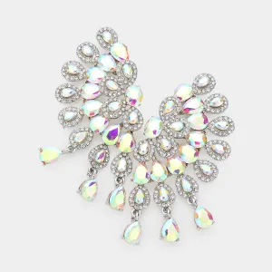AB Teardrop Rhinestone Accented Pageant Earrings  | Prom Earrings |  609261