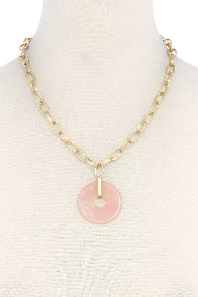 Acetate Circle Pendant Necklace