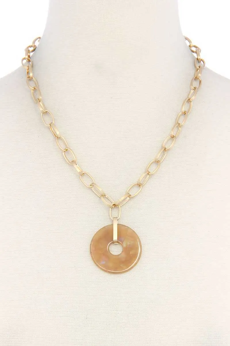 Acetate Circle Pendant Necklace