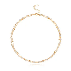 Acrylic & 18K Gold-Plated Layered Collar Necklace